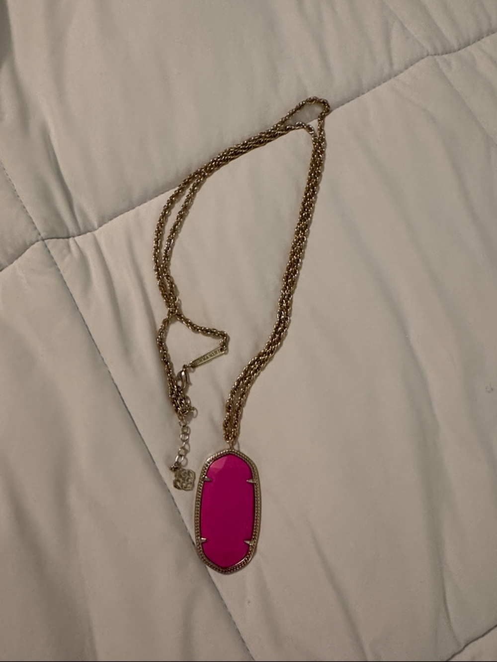 Kendra Scott Gold-tone Necklace with Bright Pink Oval Pendant